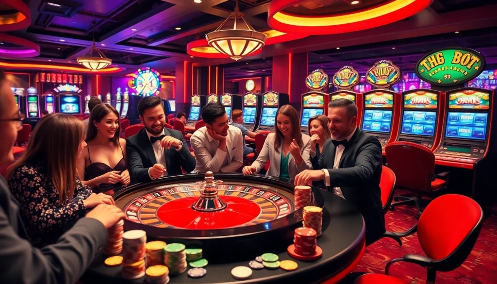 Experience the thrill of gambling at the 88AA online casino with vibrant roulette tables and enthusiastic players.