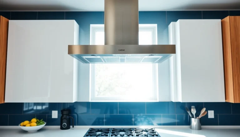 Stylish stainless steel cooker hood enhancing kitchen aesthetics while providing ventilation.