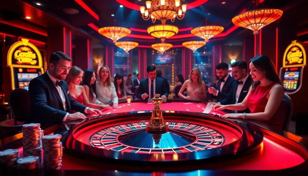 Experience the excitement of gambling at https://bl555d.it.com/ with players engaged at a vibrant roulette table.