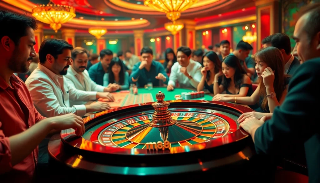 Experience the thrilling mm88 casino atmosphere with a vibrant roulette game in action.